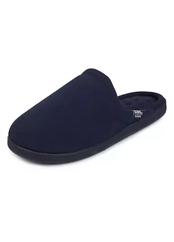 Totes Isotoner Mens Textured Mule Slipper With Striped Lining - Navy | Kaleidoscope