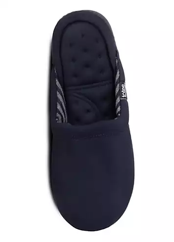 Totes Isotoner Mens Textured Mule Slipper With Striped Lining - Navy | Kaleidoscope