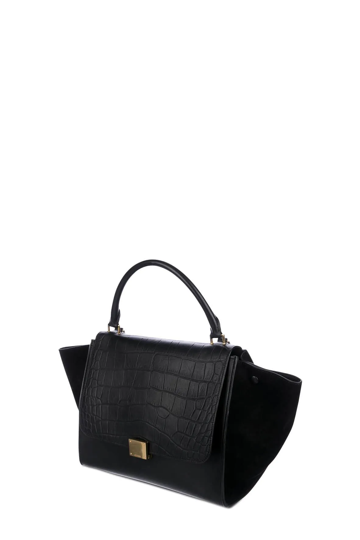 Trapeze Medium Bag Crocodile Embossed Black