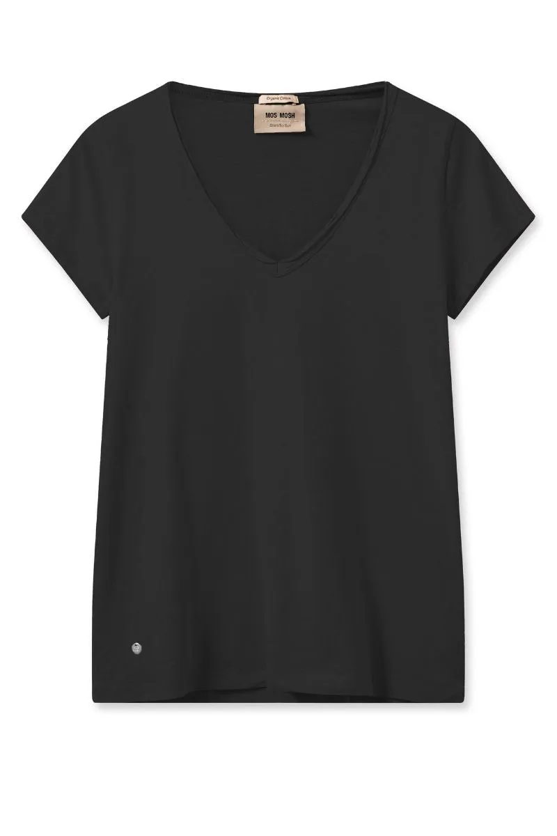 Tulli V-SS Basic Tee | Black | T-shirt fra Mos Mosh