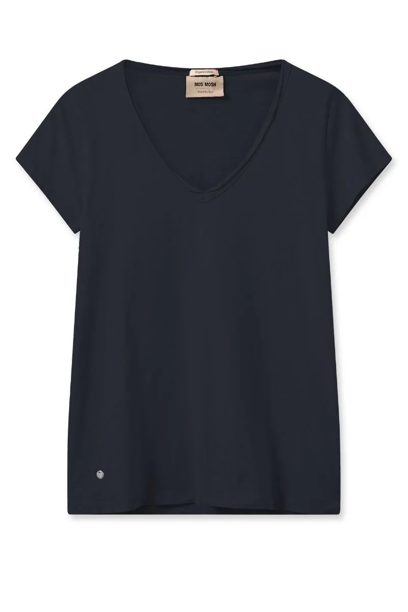 Tulli V-SS Basic Tee | Salute Navy | T-shirt fra Mos Mosh