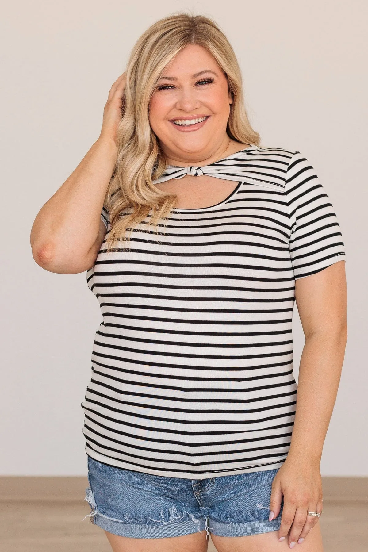 Turn Up The Volume Striped Top- Black