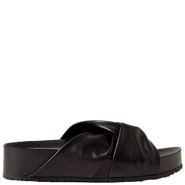 Twisted Flatform Sandal, Black