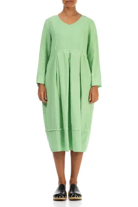 V-Neck Green Sorbet Linen Dress