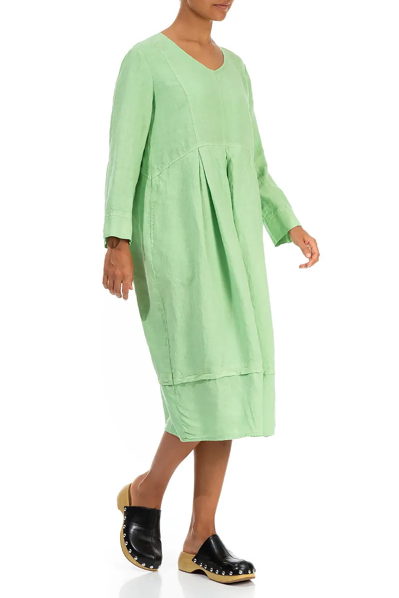 V-Neck Green Sorbet Linen Dress