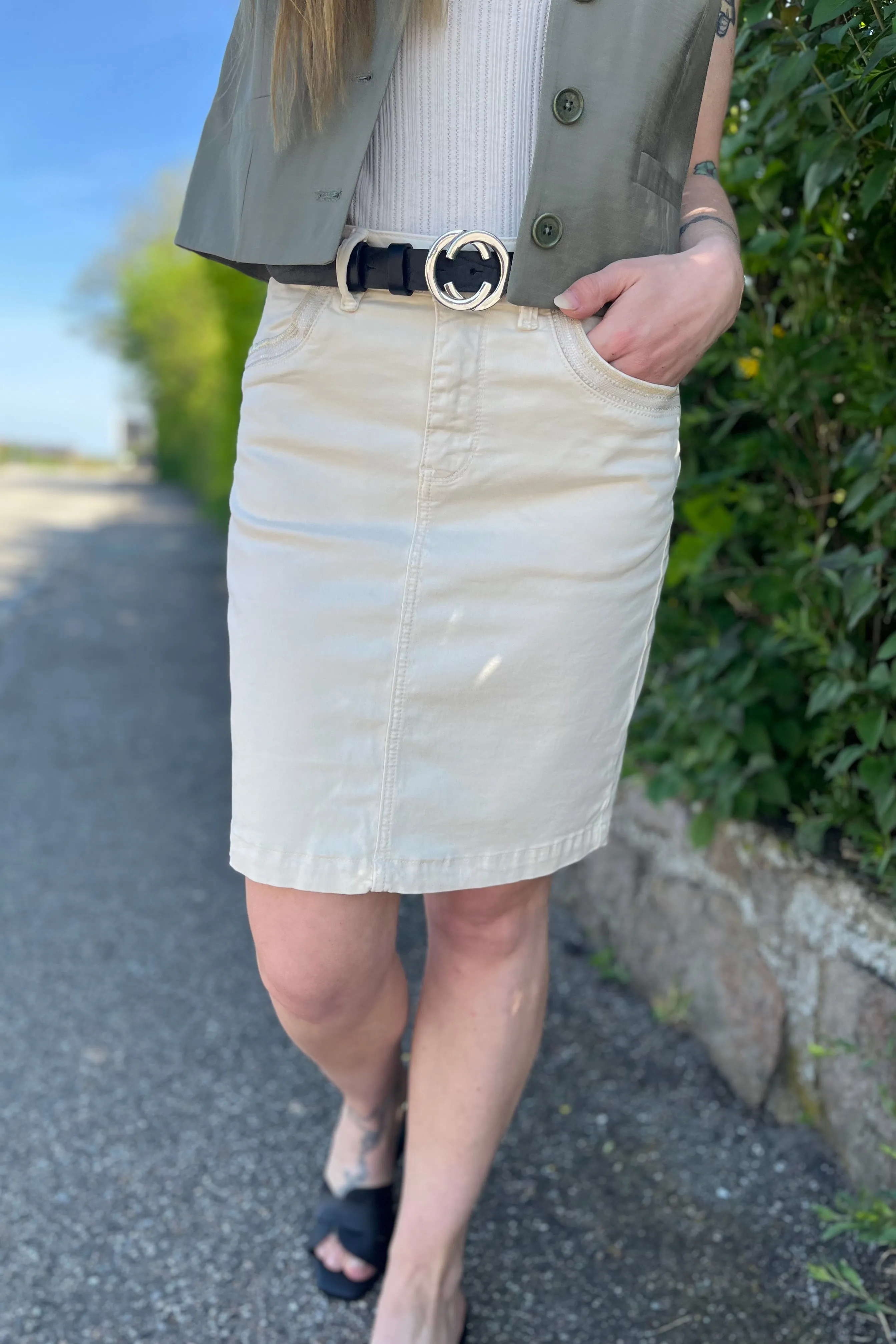 Vicky Sunse Skirt | Pearled Ivory | Nederdel fra Mos Mosh