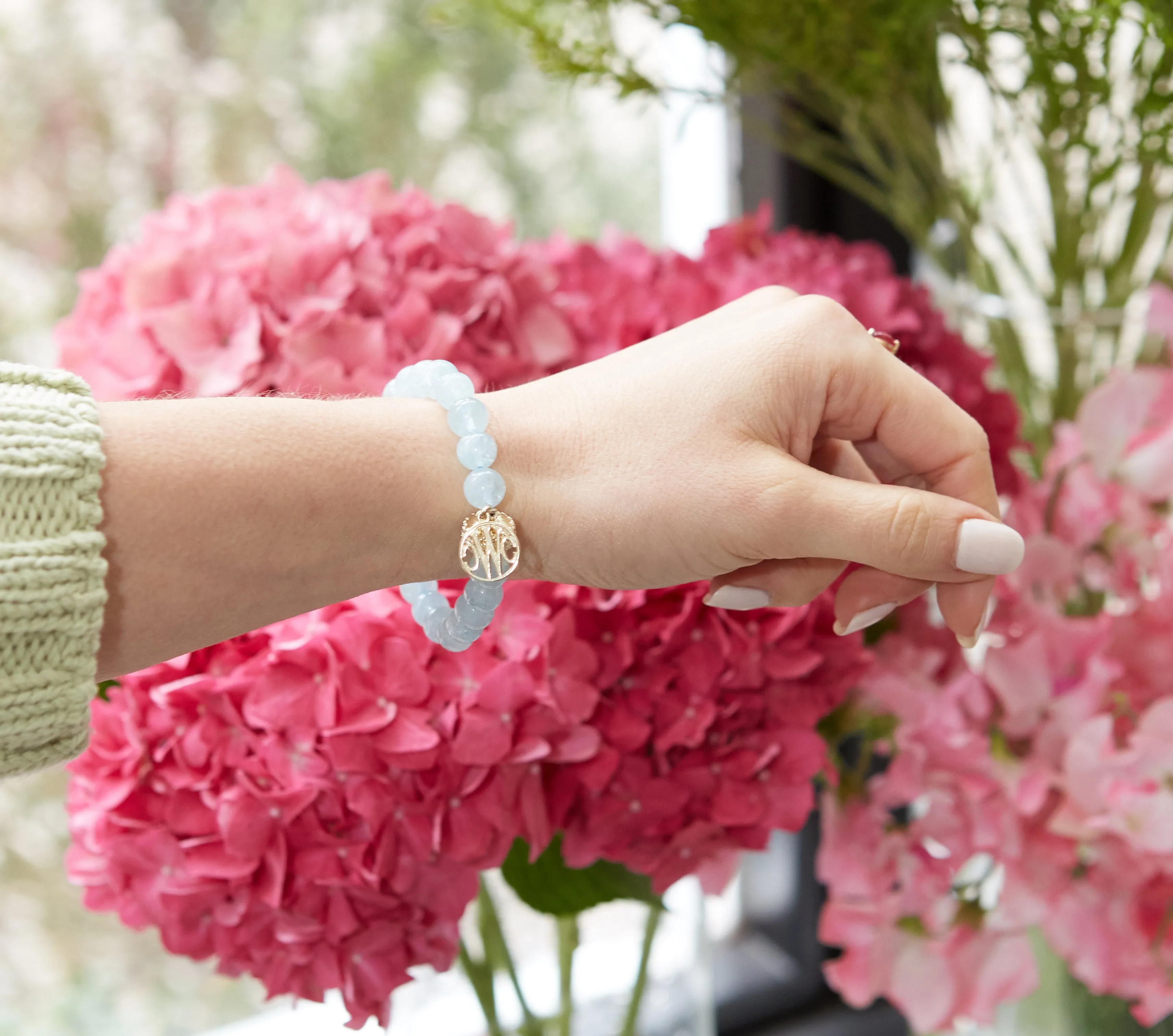 Victoire Aquamarine 9mm Stretch Bracelet