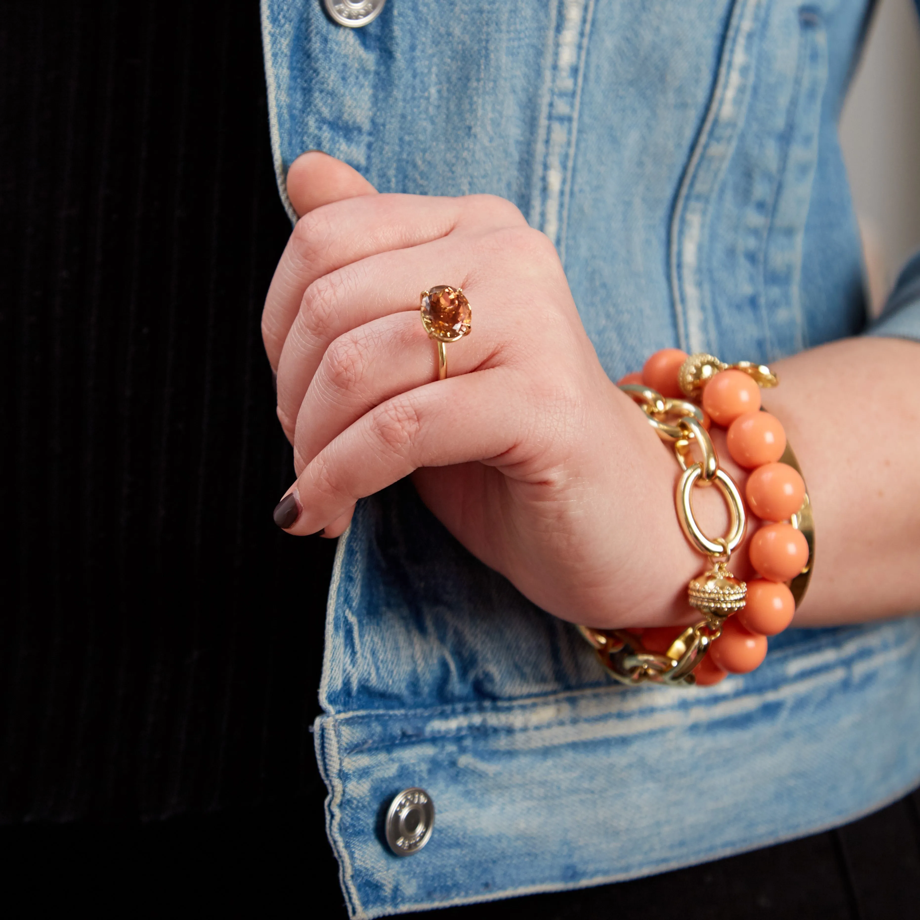 Victoire Dark Peach Coral Stretch Bracelet 14mm