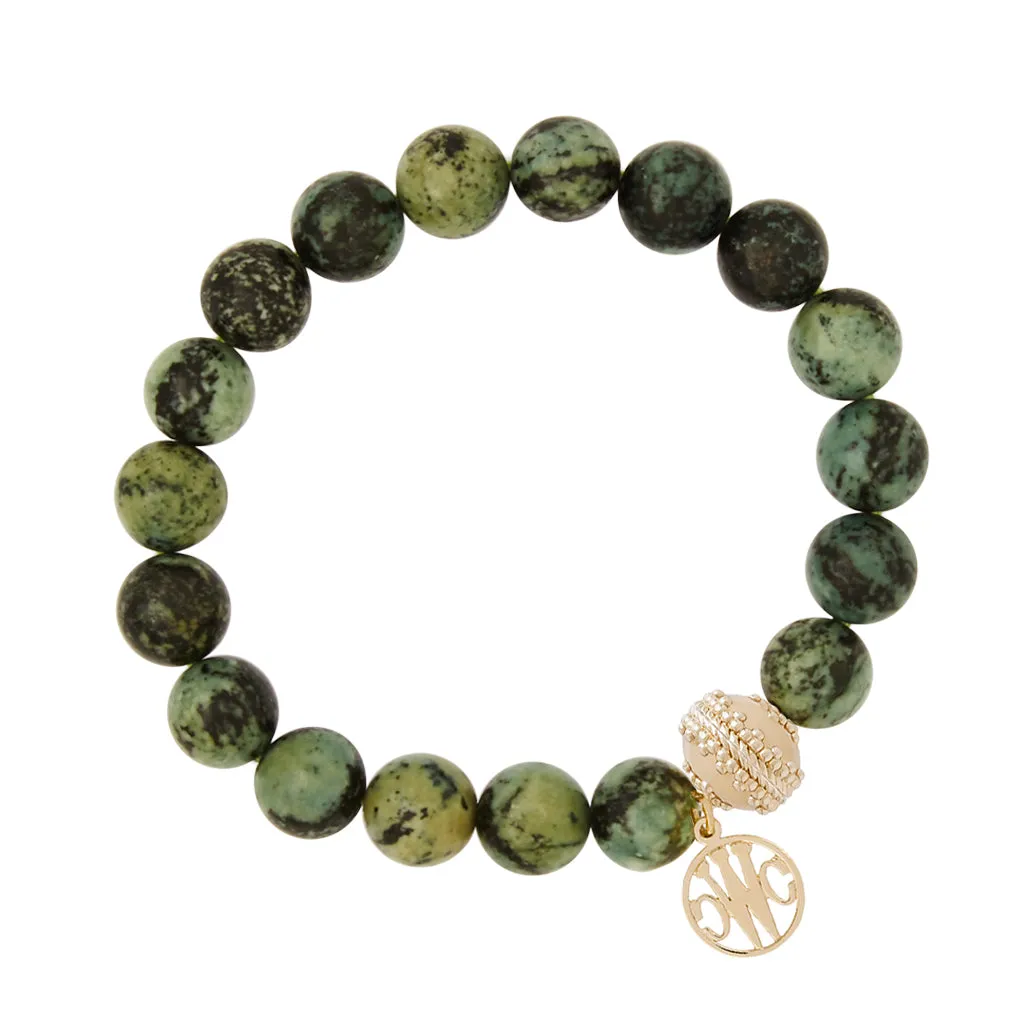 Victoire Green Jasper 10mm Stretch Bracelet