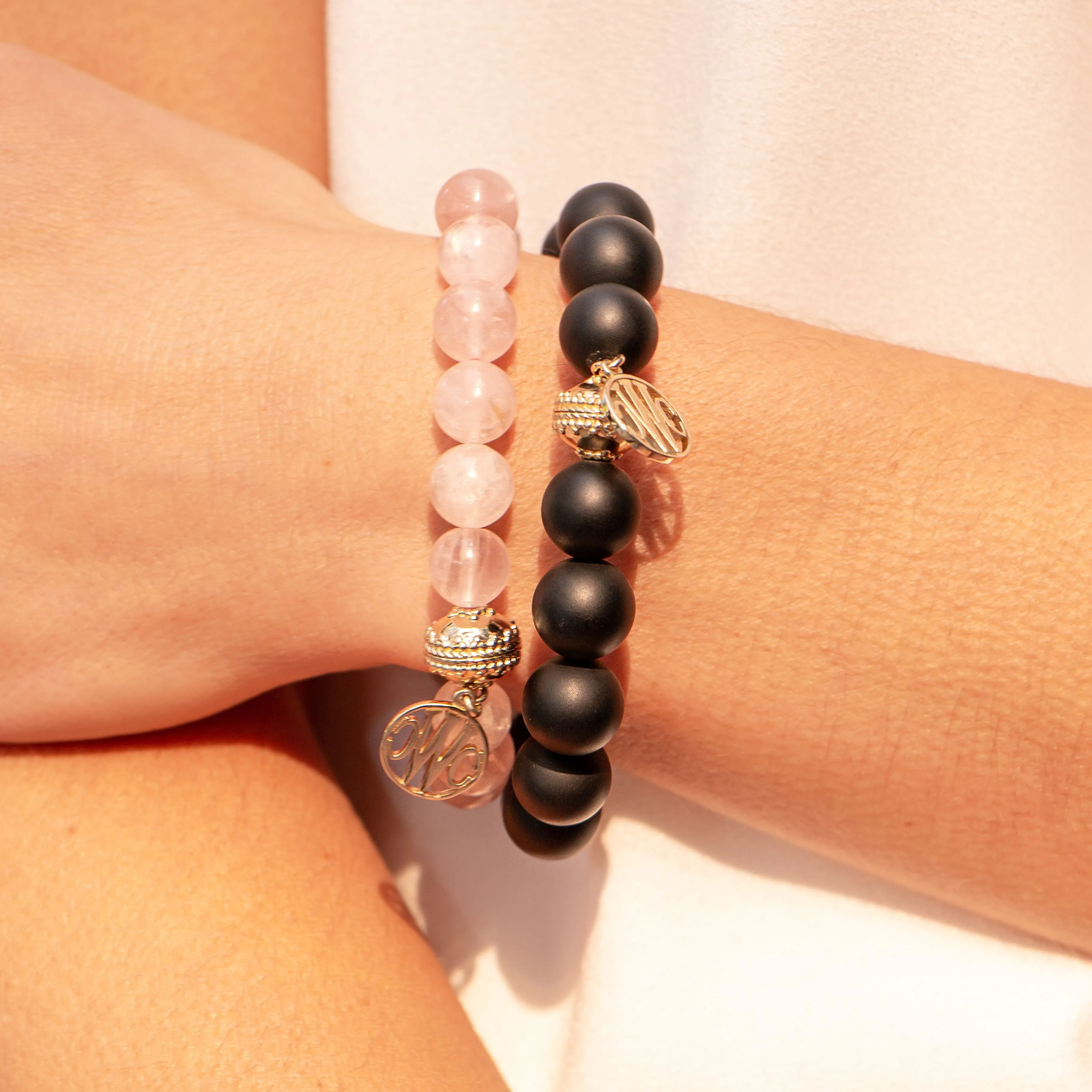 Victoire Rose Quartz 10mm Stretch Bracelet