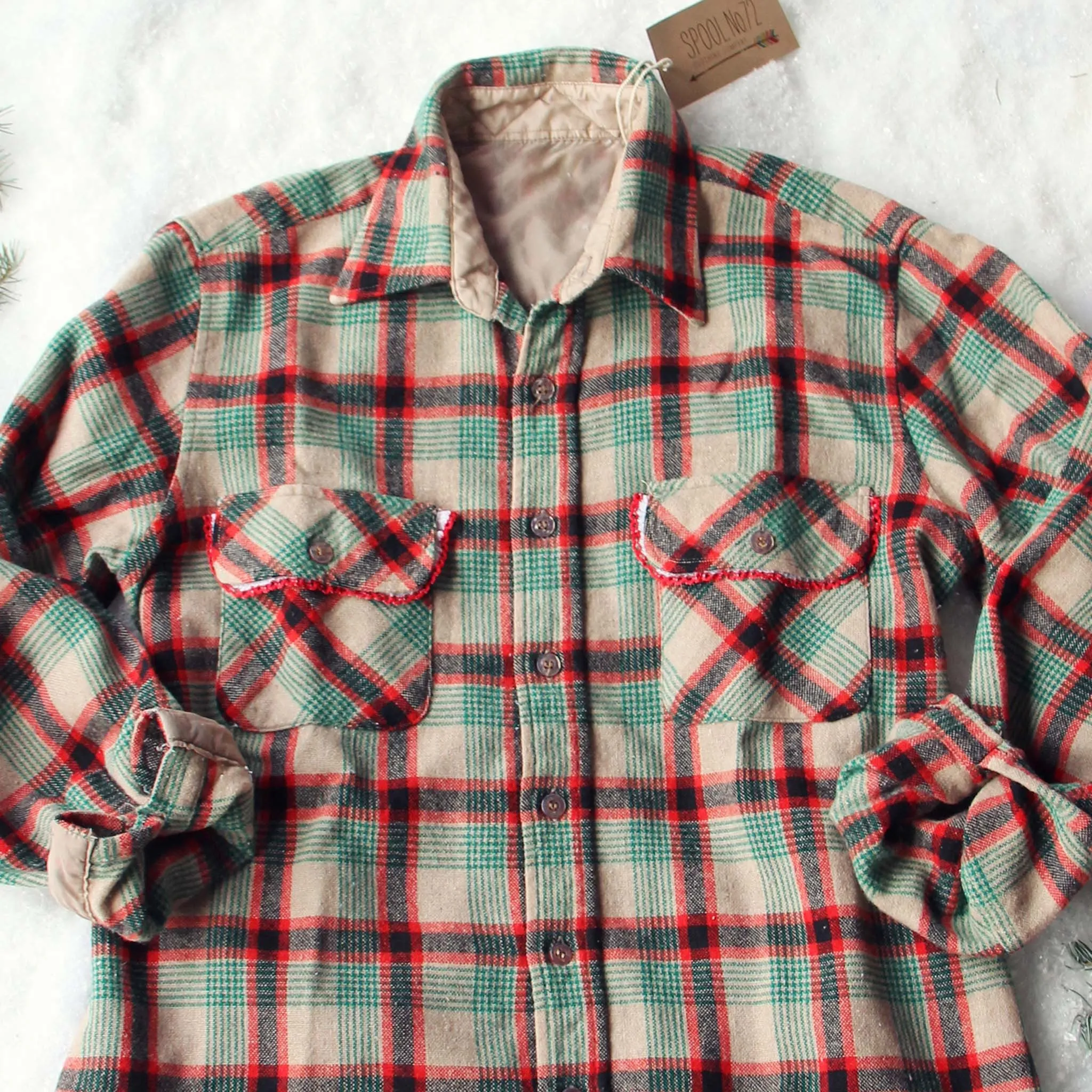 Vintage Lace & Patch Plaid Flannel #2