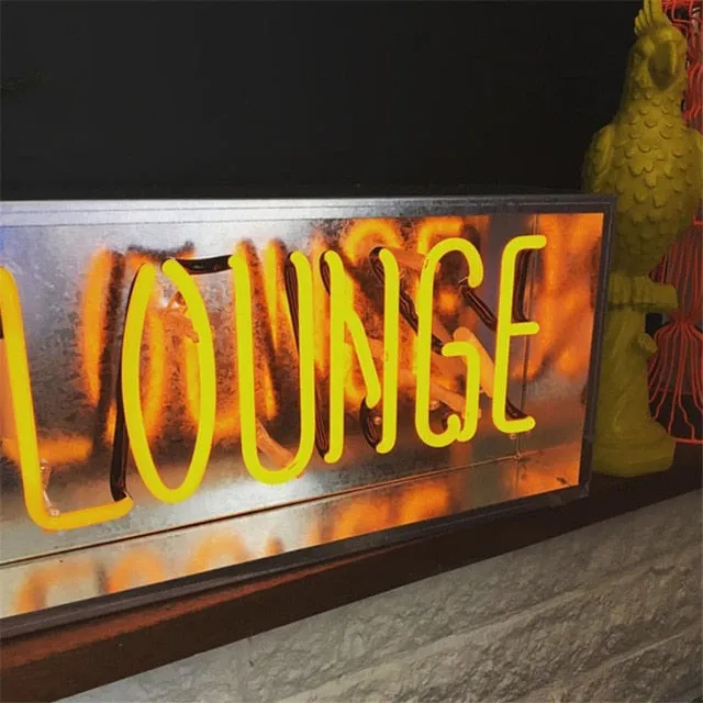 Vintage Metal Neon Box Lamp LOUNGE Neon Sign