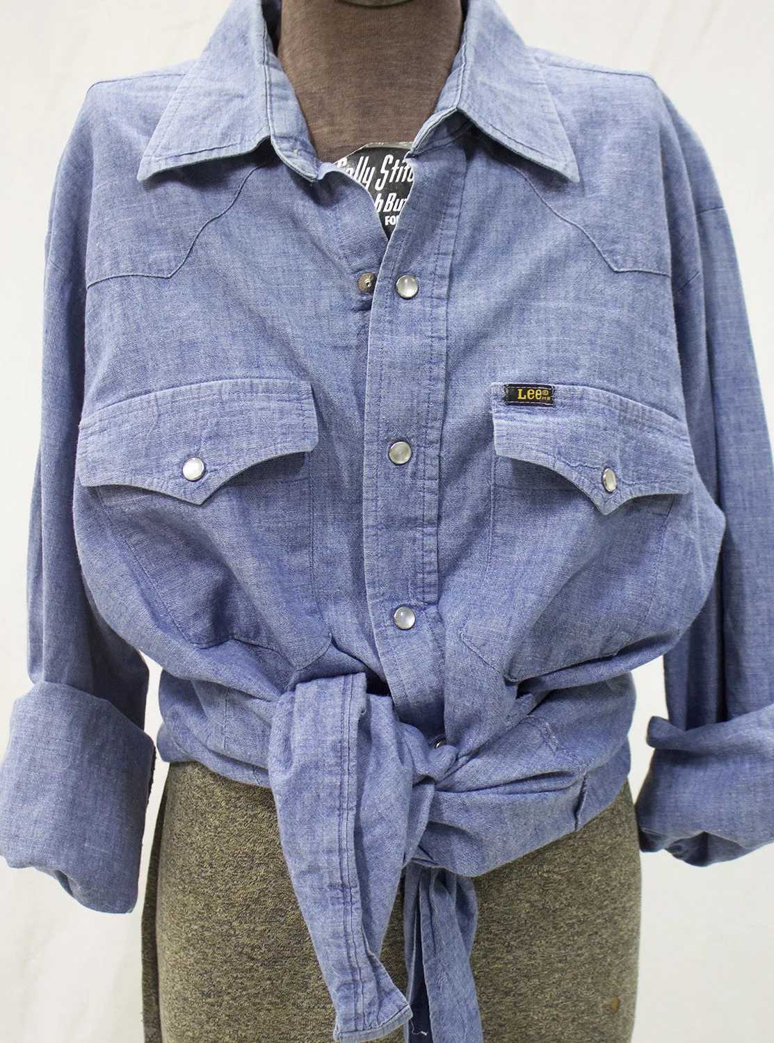 Vintage Western Chambray Pearl Snap