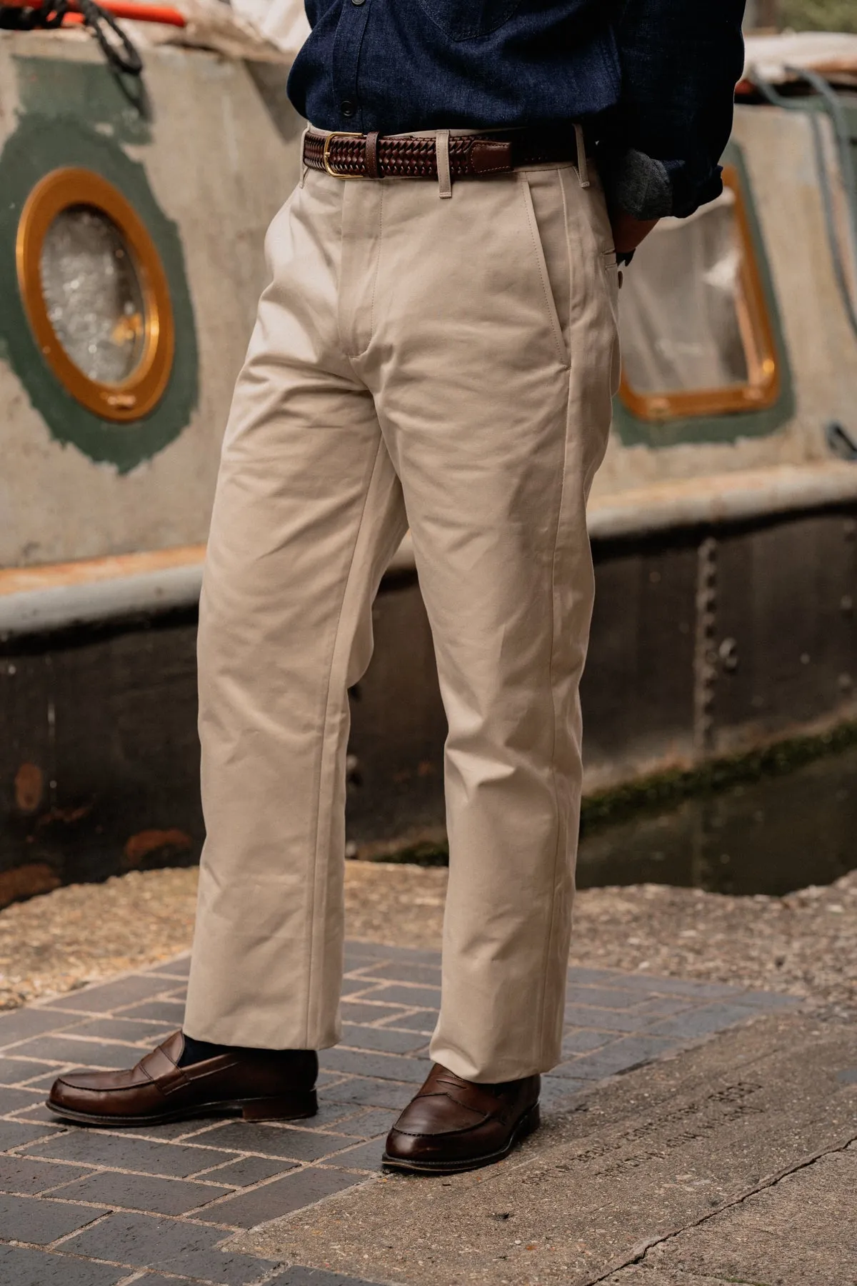 W12 Regular Straight Beige Japanese Twill Mens Chinos