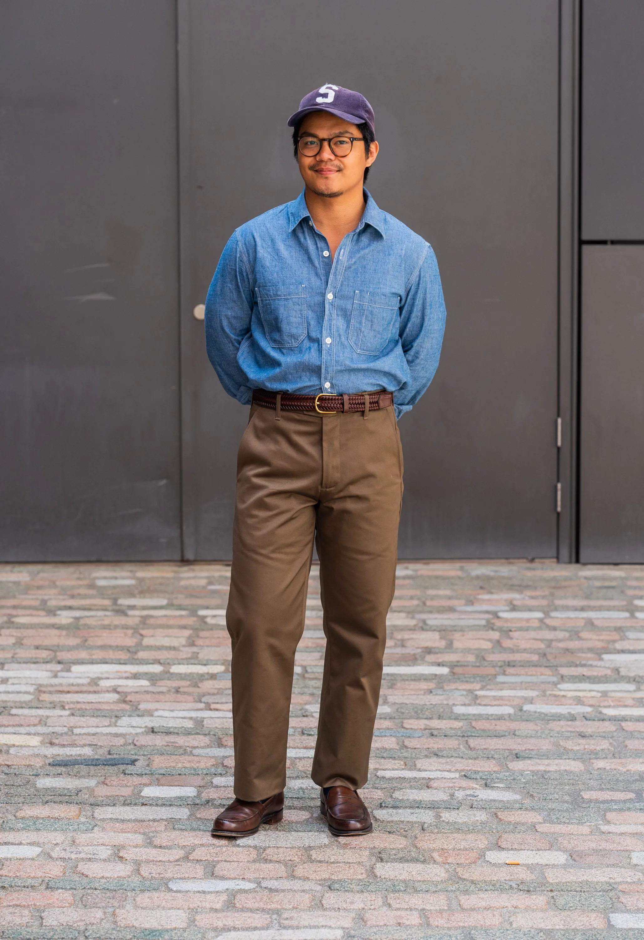 W12 Regular Straight Green Japanese Twill Mens Chinos