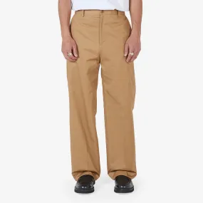 Wide Leg Chino Pant in Cotton Gabardine with Logo Beige