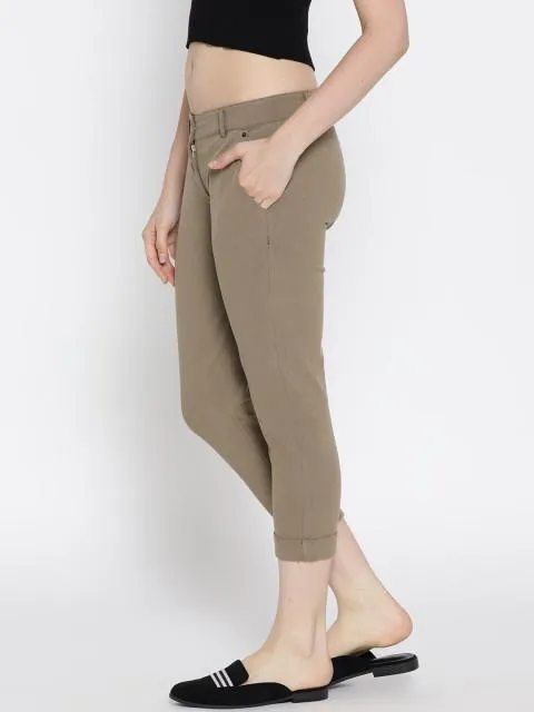 Women Solid Cropped Chinos