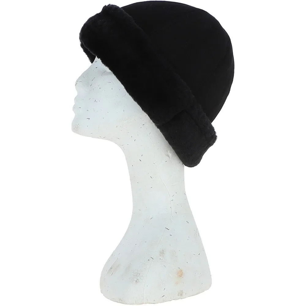 Women's Fenland Luxury Sheepskin  Hat Black: DB 034