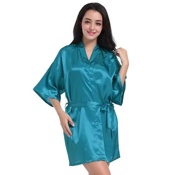 Women's Sexy Summer Silk and Satin Short Kimono Night Mini Bathrobe