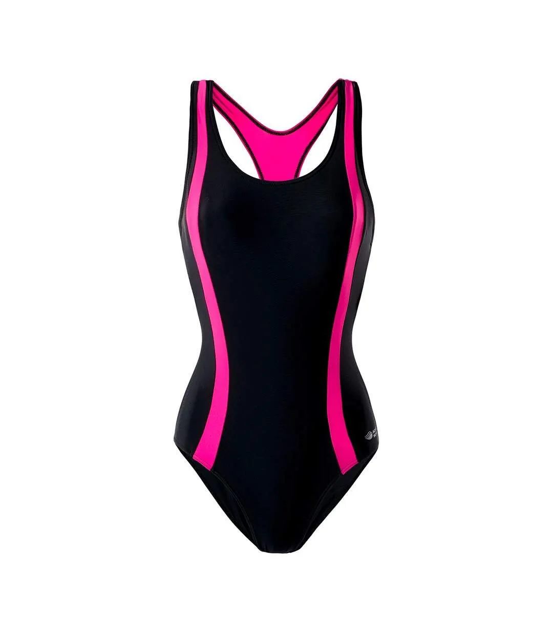 Womens/ladies asma one piece swimsuit black/raspberry sorbet Aquawave