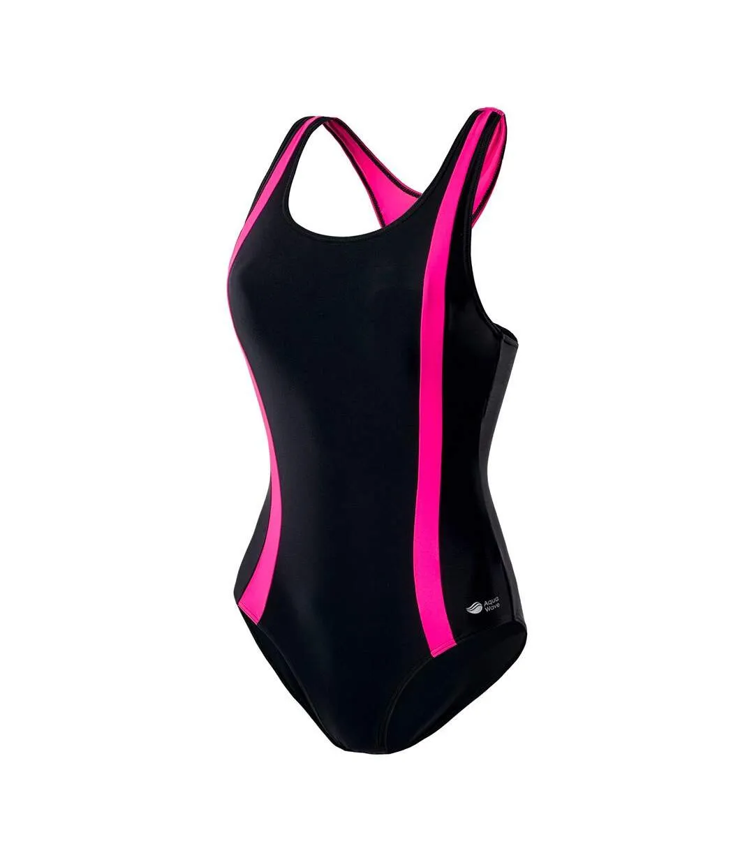 Womens/ladies asma one piece swimsuit black/raspberry sorbet Aquawave