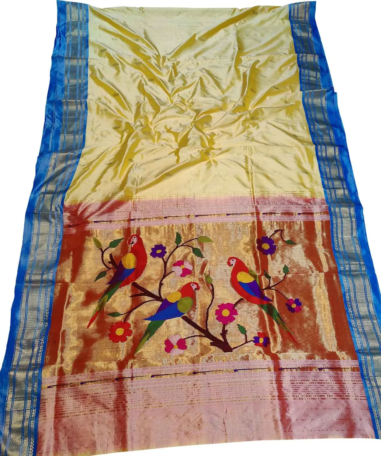 Yellow Paithani Handloom Pure Silk Saree: Pure Elegance